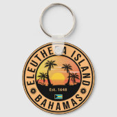 Porte-clés Eleuthera Island Bahamas Retro Sunset Souvenirs (Verso)