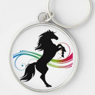 Porte-clés Élevage coloré Bouton Cheval noir Porte - clé