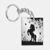 Porte-clés Élevage de l'étalon noir / Cheval sur argent (Devant gauche)