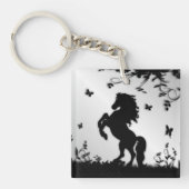 Porte-clés Élevage de l'étalon noir / Cheval sur argent (Devant)