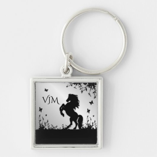 Porte-clés Élevage de l'étalon noir / Cheval sur un monogramm (Devant)