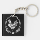 Porte-clés Élevage de poulet et collecte de Jésus (Dos)