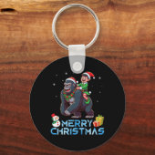Porte-clés Elf Riding Gorilla Snowman Présenter Joyeux Noël (Recto)