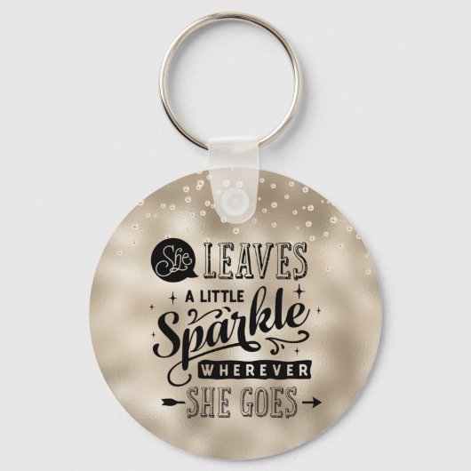 Porte-clés Elle Feuille une étincelle sur l'or et les perles (Recto)