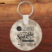 Porte-clés Elle Feuille une étincelle sur l'or et les perles (Recto)