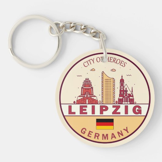 Porte-clés Emblem Leipzig Allemagne City Skyline (Devant)