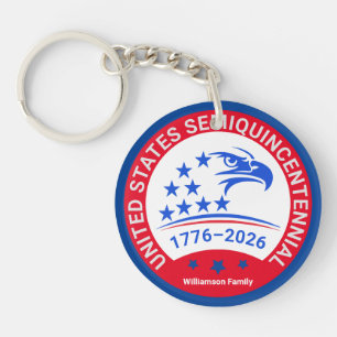 Porte-clés Emblème d'aigle 1776–2026 • Souvenir personnalisé