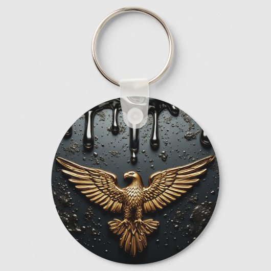 Porte-clés Emblème d'aigle doré aux ailes déployées (Recto)
