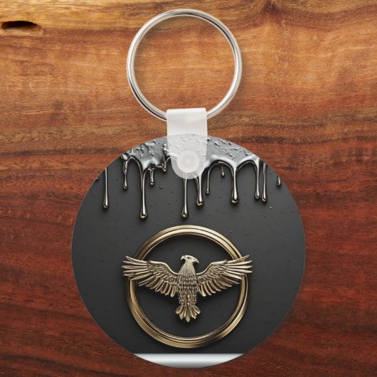 Porte-clés Emblème d'aigle doré aux ailes déployées (Recto)