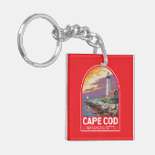Porte-clés Emblème d'art de voyage Cape Cod Massachusetts (Devant gauche)