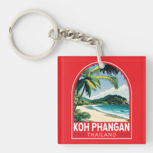 Porte-clés Emblème d'art de voyage Koh Phangan Thaïlande
