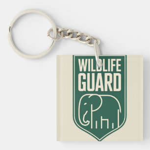 Porte-clés Emblème de bouclier éléphant minimaliste "Garde de