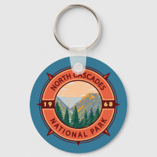 Porte-clés Emblème de Compass rétro du parc national des Casc