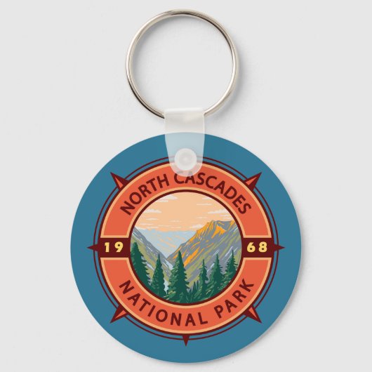 Porte-clés Emblème de Compass rétro du parc national des Casc (Recto)