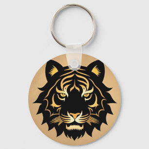 Porte-clés Emblème de crête de tigre doré