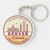 Porte-clés Emblème de Denver Colorado City Skyline (Dos)