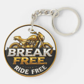 Porte-clés Emblème de moto doré avec texte gras (Dos)