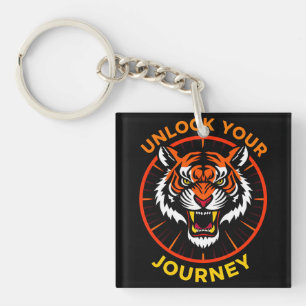 Porte-clés Emblème de tigre avec texte de motivation