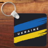 Porte-clés Emblème du drapeau bleu jaune ukrainien (Recto)