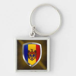 Porte-clés Emblème métallique de Moldavie