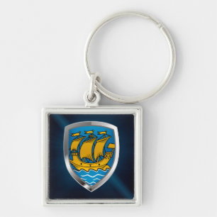 Porte-clés Emblème métallique Saint-Pierre-et-Miquelon