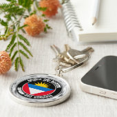 Porte-clés Emblème rond Antigua-et-Barbuda (Côté)