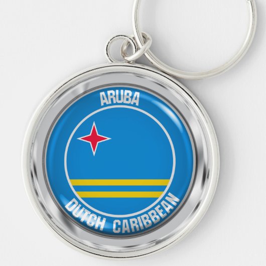 Porte-clés Emblème rond d'Aruba (Devant)