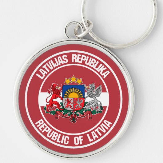 Porte-clés Emblème rond de Lettonie (Devant)