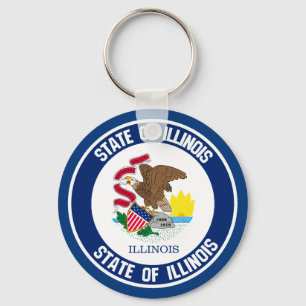 Porte-clés Emblème rond de l'Illinois