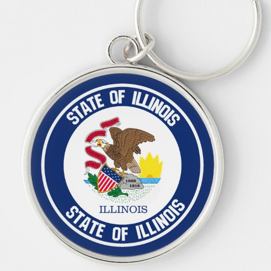 Porte-clés Emblème rond de l'Illinois (Devant)