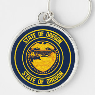 Porte-clés Emblème rond de l'Oregon
