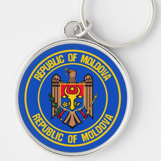 Porte-clés Emblème rond de Moldavie (Devant)