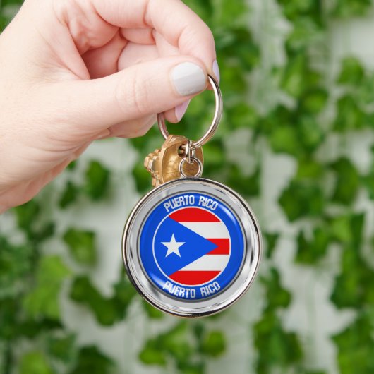 Porte-clés Emblème rond de Porto Rico (Main)