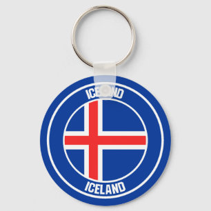 Porte-clés Emblème rond d'Islande