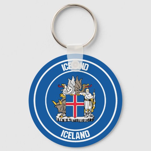 Porte-clés Emblème rond Islande (Recto)