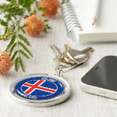 Porte-clés Emblème rond Islande (Côté)