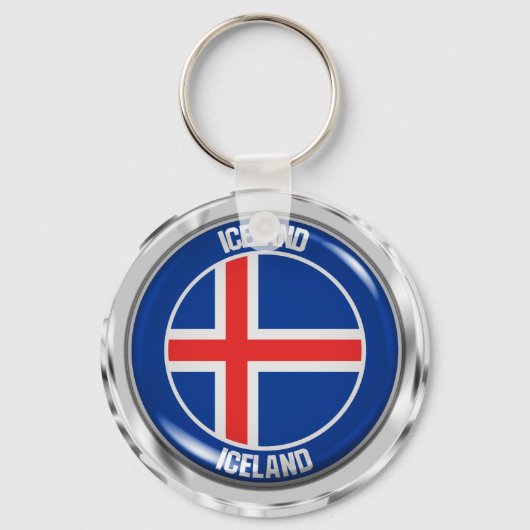 Porte-clés Emblème rond Islande (Recto)