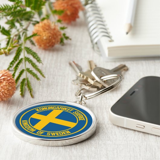 Porte-clés Emblème rond Suède (Côté)