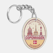 Porte-clés Emblème Skyline de Copenhague Danemark City (Devant gauche)
