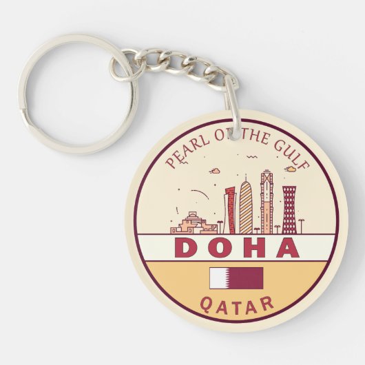Porte-clés Emblème Skyline de Doha Qatar (Devant)