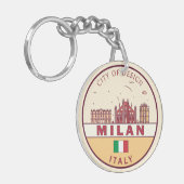 Porte-clés Emblème Skyline de Milan Italie (Devant gauche)