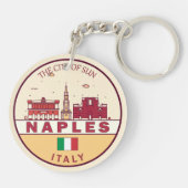 Porte-clés Emblème Skyline de Naples Italie (Dos)