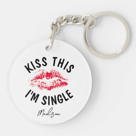 Porte-clés Embrasse Cet Im Simple Funny Anti Valentines Monog (Dos)