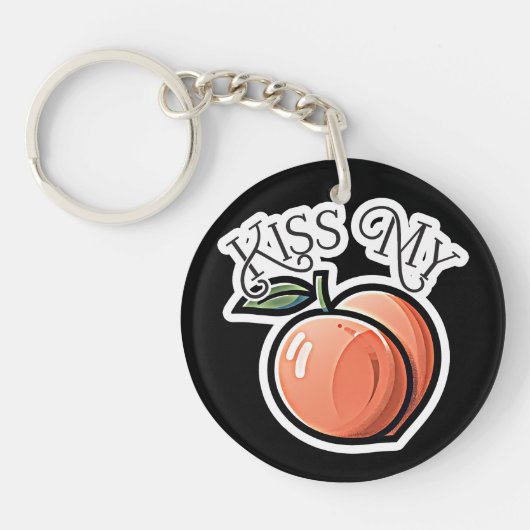 Porte-clés Embrasse mes pêches drôles de fruits (Devant)