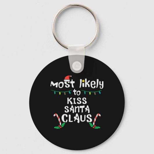 Porte-clés Embrasser le Père Noël Noël Famille Noël (Recto)