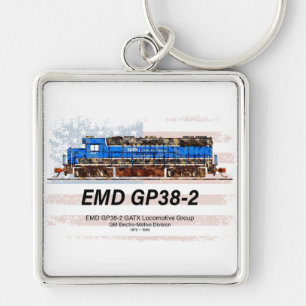 Porte-clés EMD GP38-2 Locomotive diesel et drapeau américain