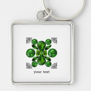 Porte-clés Emerald Diamond Gemstone Art Green