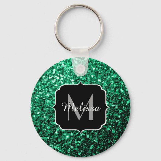 Porte-clés Emerald Green fausse parties scintillant scintille (Recto)