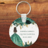 Porte-clés Emerald Green Floral Princess Quinceanera (Verso)