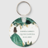 Porte-clés Emerald Green Floral Princess Quinceanera (Verso)
